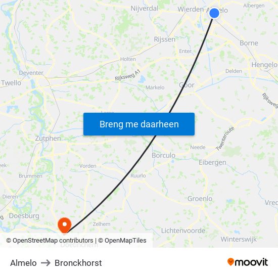 Almelo to Bronckhorst map