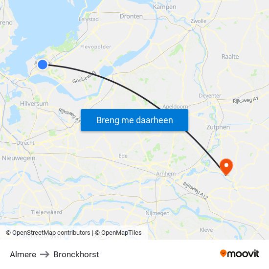 Almere to Bronckhorst map