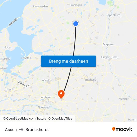 Assen to Bronckhorst map