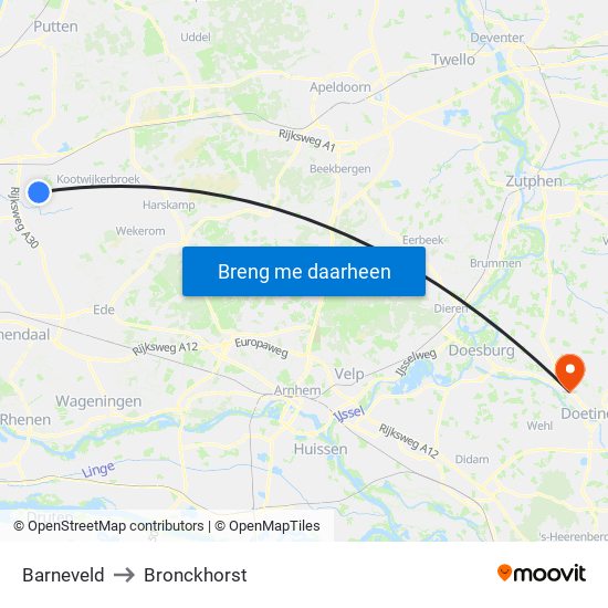 Barneveld to Bronckhorst map