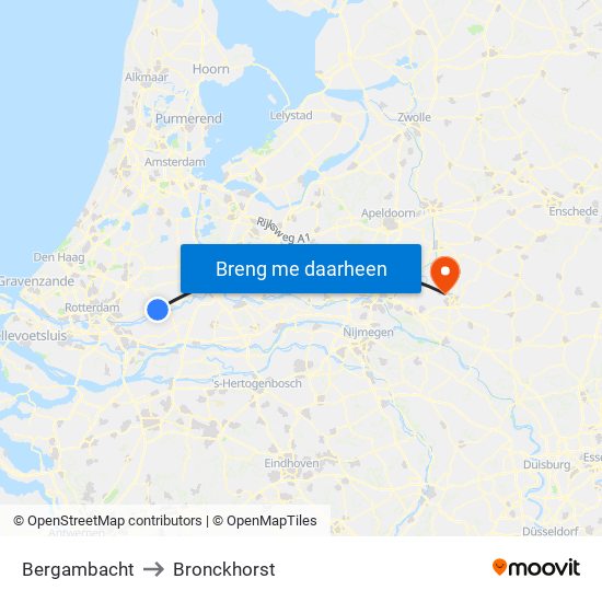 Bergambacht to Bronckhorst map