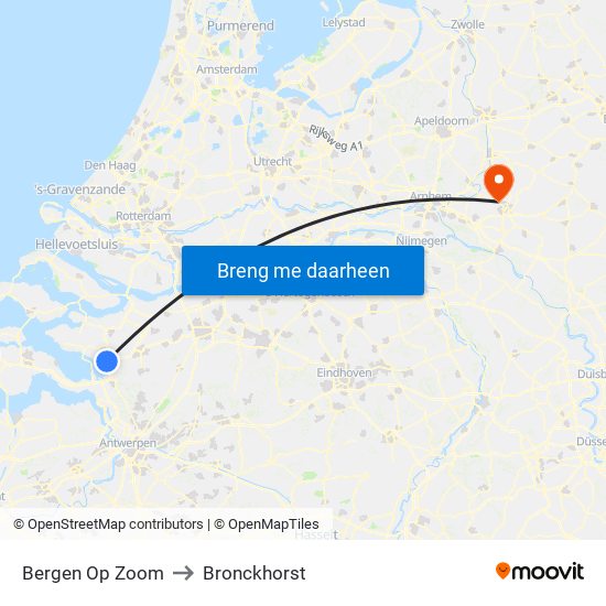 Bergen Op Zoom to Bronckhorst map