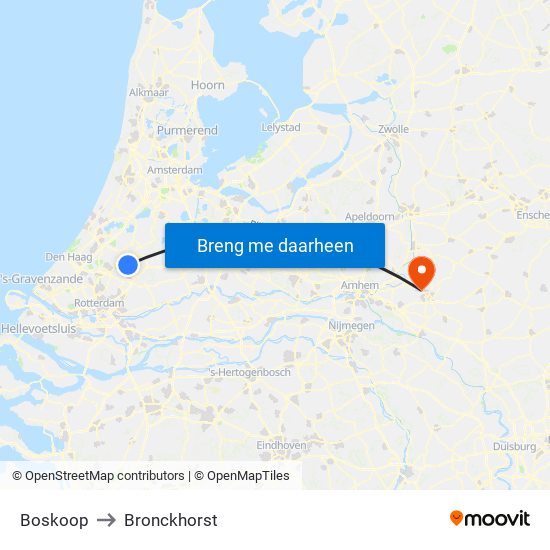 Boskoop to Bronckhorst map