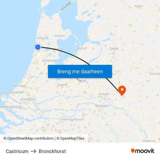 Castricum to Bronckhorst map