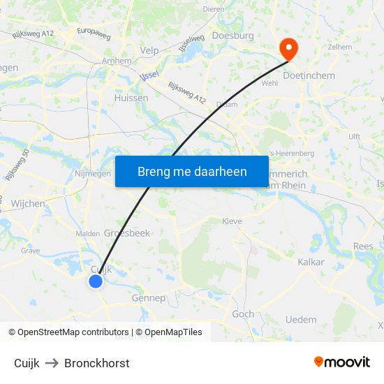 Cuijk to Bronckhorst map