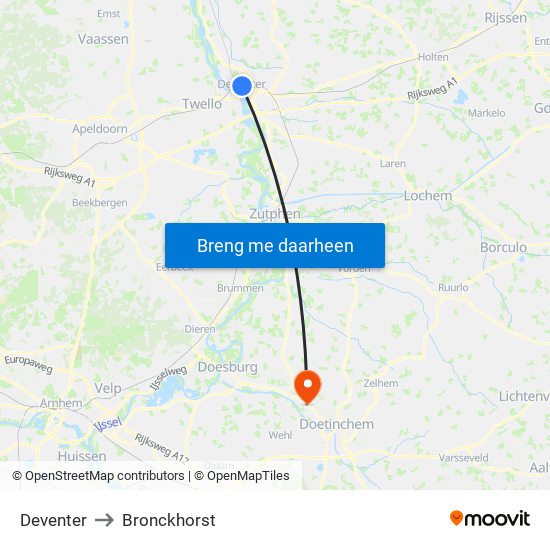 Deventer to Bronckhorst map