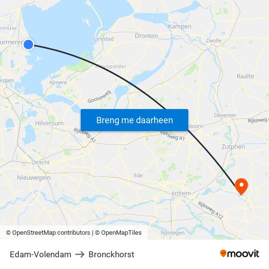 Edam-Volendam to Bronckhorst map