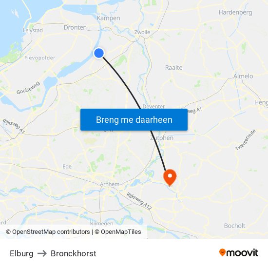 Elburg to Bronckhorst map