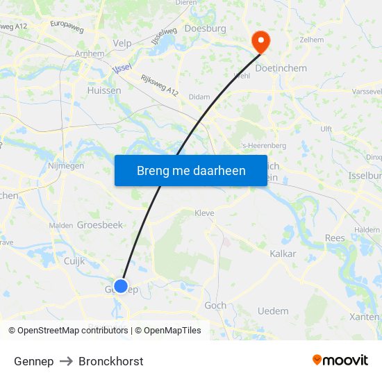Gennep to Bronckhorst map