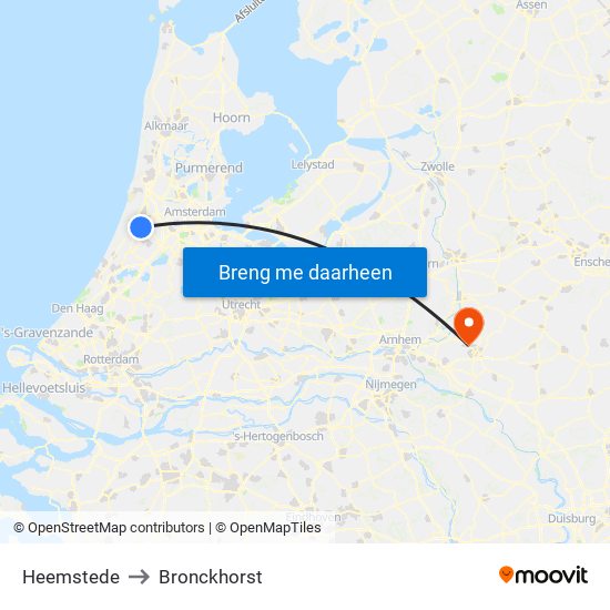 Heemstede to Bronckhorst map