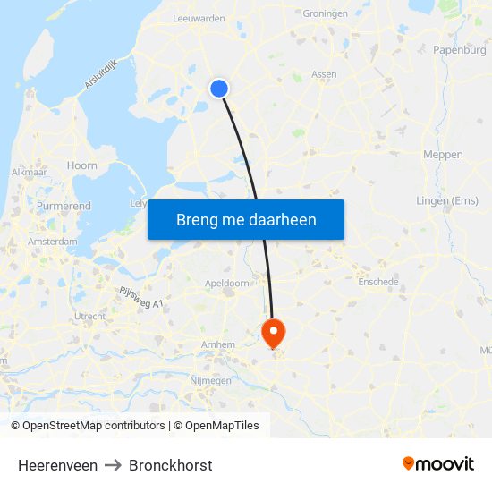 Heerenveen to Bronckhorst map