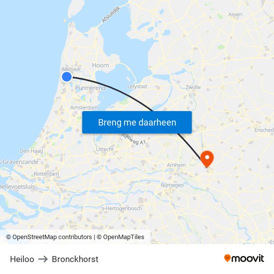 Heiloo to Bronckhorst map