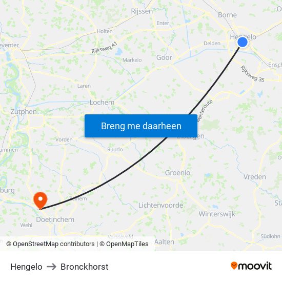Hengelo to Bronckhorst map