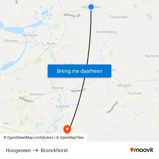 Hoogeveen to Bronckhorst map