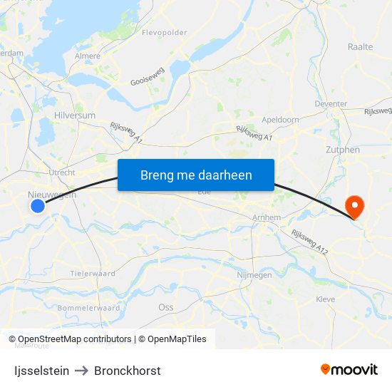 Ijsselstein to Bronckhorst map