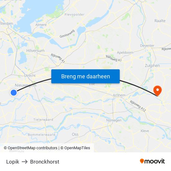 Lopik to Bronckhorst map