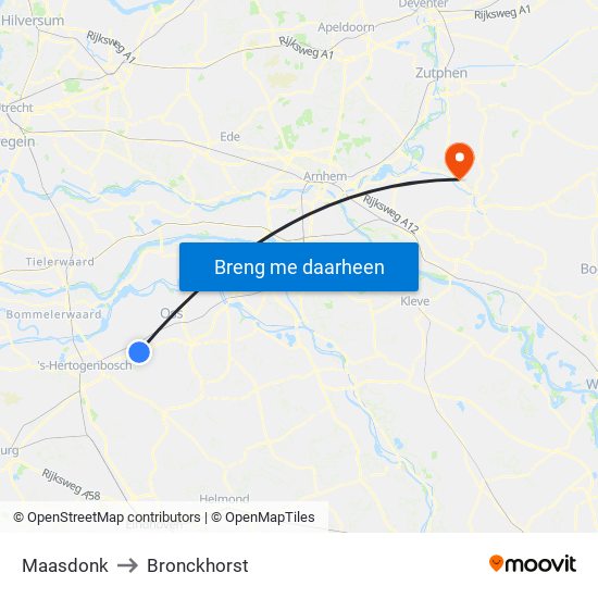 Maasdonk to Bronckhorst map