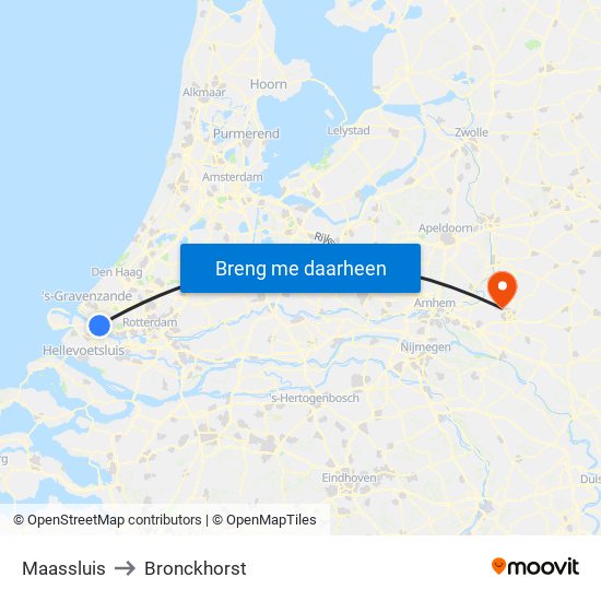 Maassluis to Bronckhorst map