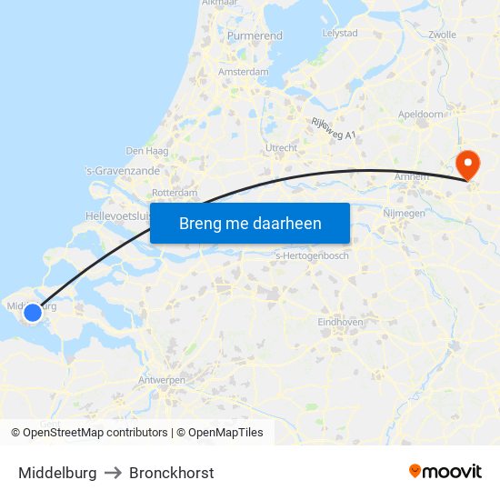 Middelburg to Bronckhorst map