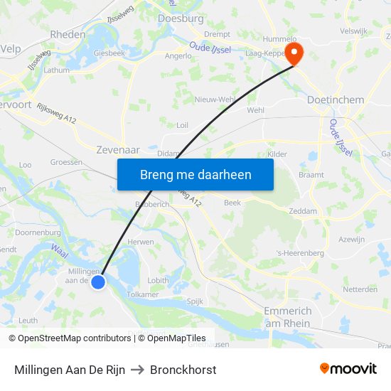 Millingen Aan De Rijn to Bronckhorst map