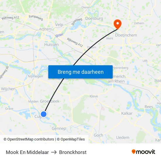 Mook En Middelaar to Bronckhorst map
