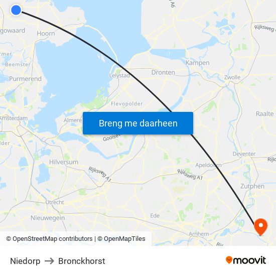 Niedorp to Bronckhorst map