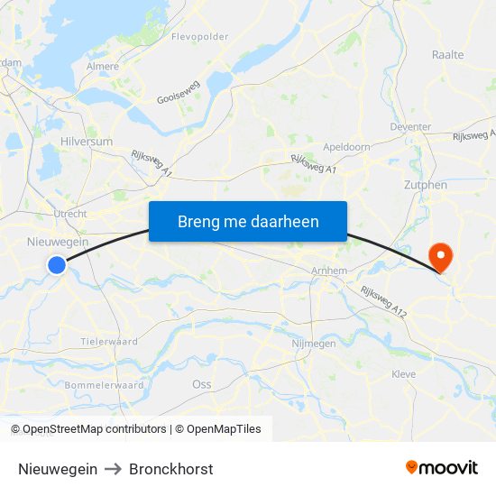Nieuwegein to Bronckhorst map