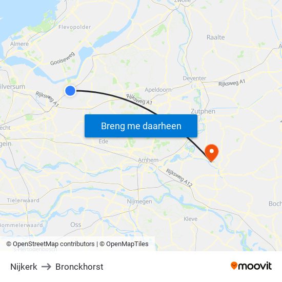 Nijkerk to Bronckhorst map