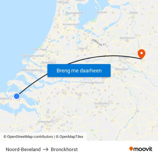 Noord-Beveland to Bronckhorst map