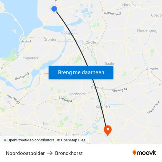 Noordoostpolder to Bronckhorst map