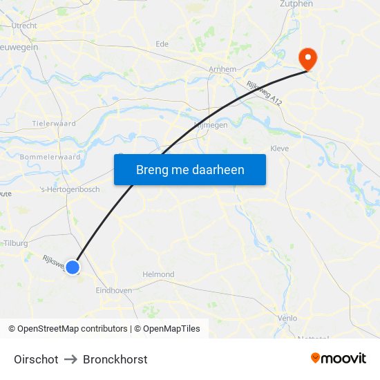 Oirschot to Bronckhorst map