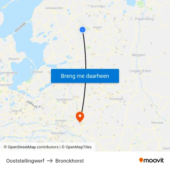 Ooststellingwerf to Bronckhorst map