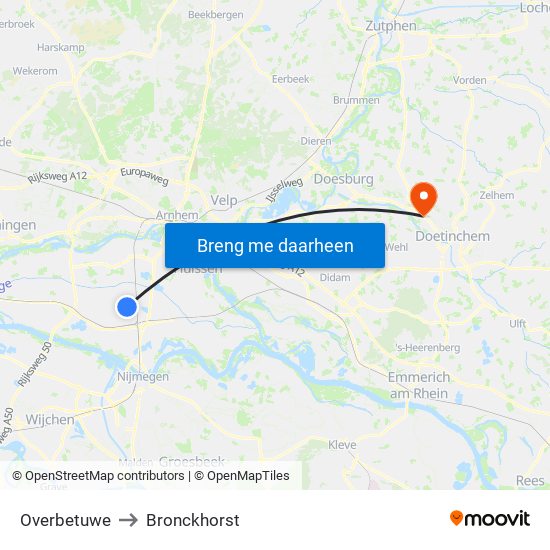Overbetuwe to Bronckhorst map