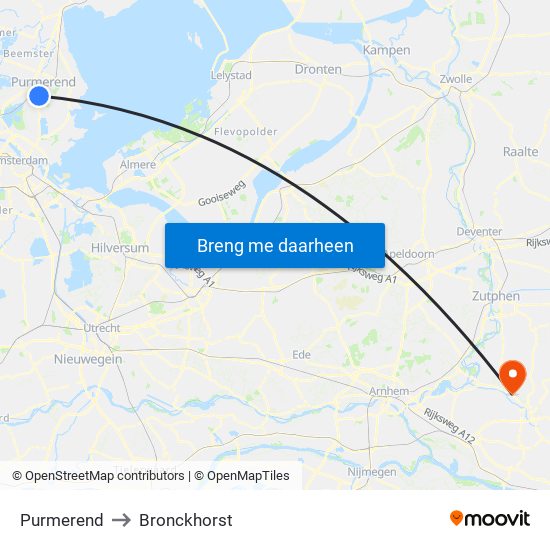 Purmerend to Bronckhorst map