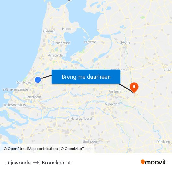 Rijnwoude to Bronckhorst map