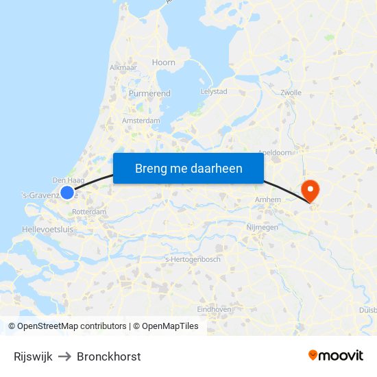 Rijswijk to Bronckhorst map