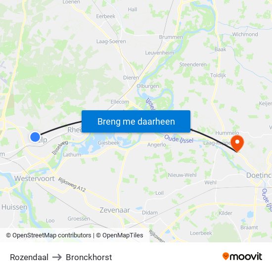 Rozendaal to Bronckhorst map