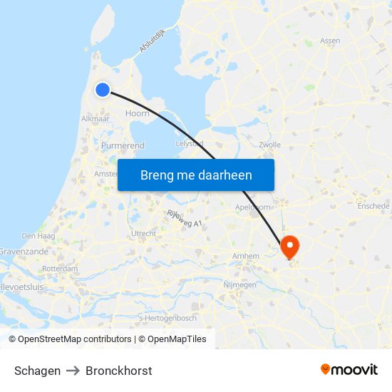 Schagen to Bronckhorst map