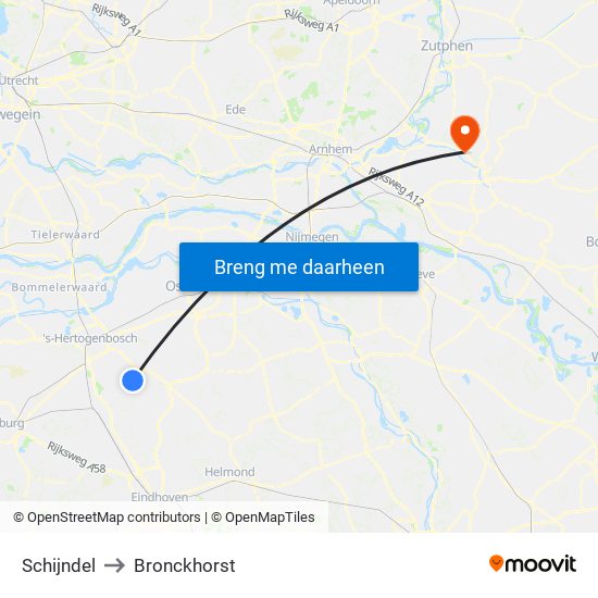 Schijndel to Bronckhorst map