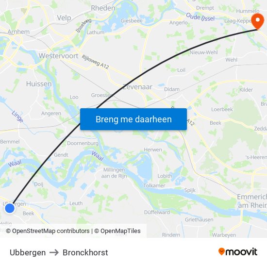 Ubbergen to Bronckhorst map