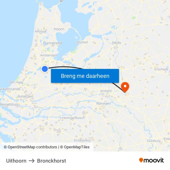 Uithoorn to Bronckhorst map