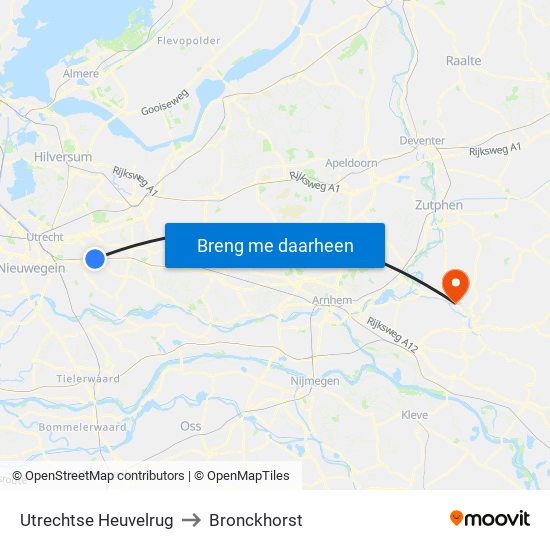Utrechtse Heuvelrug to Bronckhorst map