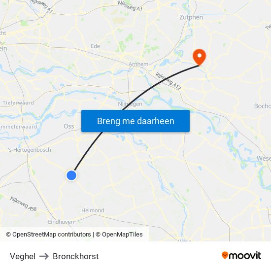 Veghel to Bronckhorst map
