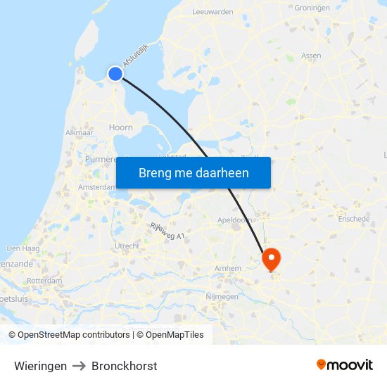 Wieringen to Bronckhorst map