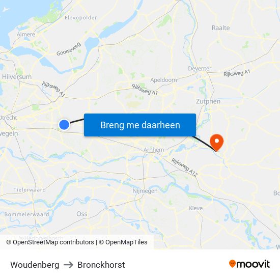 Woudenberg to Bronckhorst map