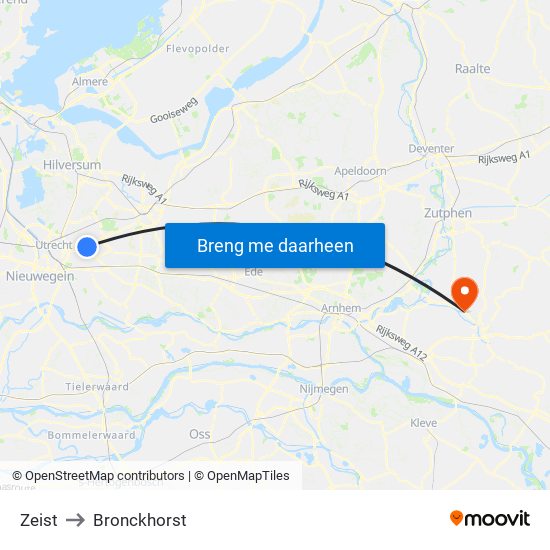 Zeist to Bronckhorst map