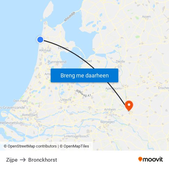 Zijpe to Bronckhorst map