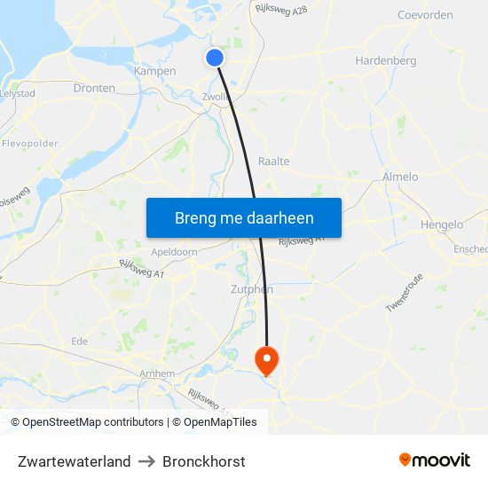 Zwartewaterland to Bronckhorst map