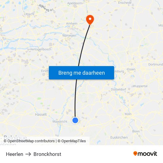 Heerlen to Bronckhorst map