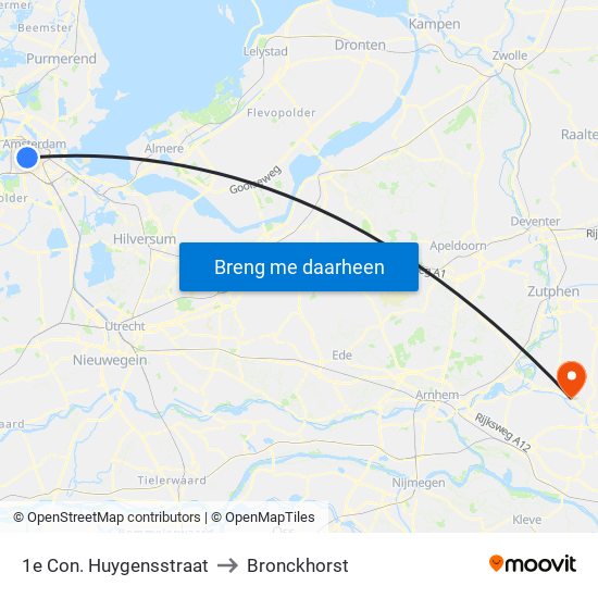 1e Con. Huygensstraat to Bronckhorst map